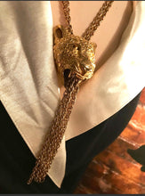 Load image into Gallery viewer, Rare Crown Trifari Wild Cat Panther Leopard Cougar Golden Statement Necklace 1970s High End Disco Jewelry