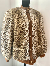 Load image into Gallery viewer, Awesome 80s Leopard Teddy Bear Bomber Jacket by Lilli Ann curated vintage by MySoulRepair