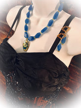 Load image into Gallery viewer, Blue Agate & Peridot Necklace has Matching Drop Earrings, Capers Creative By Chris Capers