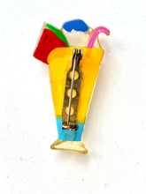 Load image into Gallery viewer, 80s Summer Cocktail Lucite Pin, Tropical Fruit Drink Brooch