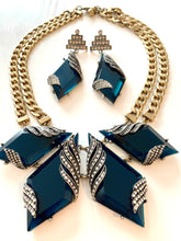 Load image into Gallery viewer, Dazzling Blue Art Deco Cocktail Jewelry Set