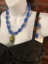 Load image into Gallery viewer, Blue Agate & Peridot Necklace has Matching Drop Earrings, Capers Creative By Chris Capers