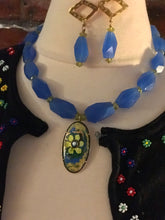 Load image into Gallery viewer, Blue Agate & Peridot Necklace has Matching Drop Earrings, Capers Creative By Chris Capers