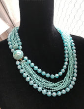 Load image into Gallery viewer, Vintage 1950s movie star glam Sky Blue Beads, multistrand Statement necklace