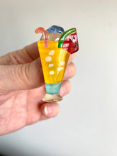 Load image into Gallery viewer, 80s Summer Cocktail Lucite Pin, Tropical Fruit Drink Brooch