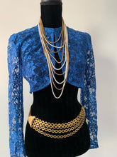 Load image into Gallery viewer, Dramatic White Enamel and Golden Disco Statement Necklace, 9 Cascading Sexy Slinky Chains complete any Retro 90s Glam Fashion!