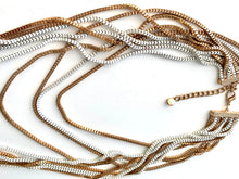 Load image into Gallery viewer, Dramatic White Enamel and Golden Disco Statement Necklace, 9 Cascading Sexy Slinky Chains complete any Retro 90s Glam Fashion!