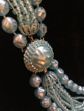 Load image into Gallery viewer, Vintage 1950s movie star glam Sky Blue Beads, multistrand Statement necklace