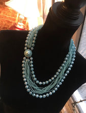 Load image into Gallery viewer, Vintage 1950s movie star glam Sky Blue Beads, multistrand Statement necklace