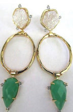 Load image into Gallery viewer, ALEXIS BITTAR Geode Green Jade Crystal Hoop Earrings