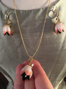 Alexis Bittar Pink Tulip Flower Necklace & Earrings Set