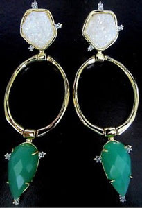 ALEXIS BITTAR Geode Green Jade Crystal Hoop Earrings
