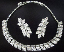 Load image into Gallery viewer, Vintage Baguette Rhinestone Necklace &amp; Earring Set