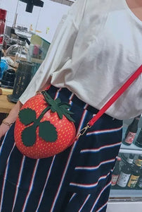 Adorable Apple or Strawberry Crossbody Purse, Fruity Statement Handbag