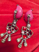 Load image into Gallery viewer, MySoulRepair OSCAR DELA RENTA Contemporary Gothic Art Deco Hot Pink &amp; Red Runway Statement Earrings