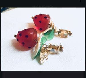 Darling Strawberry Dangles, 90s Glam Earrings