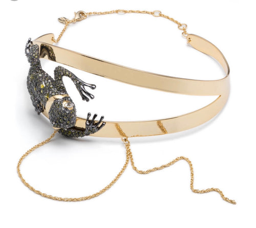 Alexis Bittar Crystal Encrusted Frog Choker With Drippy Chains