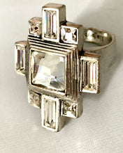 Load image into Gallery viewer, Etruscan Art Deco Style Ice Crystal Cocktail Ring Bling Ring