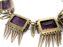 Load image into Gallery viewer, OSCAR DE LA RENTA Gothic Purple Gems with Spiked Fringe Bold Sultry Runway Choker Necklace