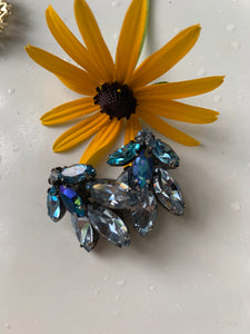 Vintage Juliana Aqua Blue Rhinestone Earrings