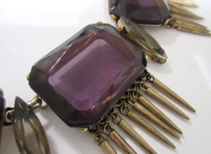 OSCAR DE LA RENTA Gothic Purple Gems with Spiked Fringe Bold Sultry Runway Choker Necklace
