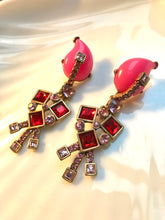 Load image into Gallery viewer, MySoulRepair OSCAR DELA RENTA Contemporary Gothic Art Deco Hot Pink &amp; Red Runway Statement Earrings