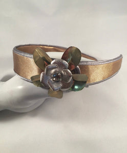 Golden Taupe Satin & Vintage Jewelry Luna Vintage Designs Headband