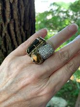 Load image into Gallery viewer, Alexis Bittar Gothic Modernist Cocktail Ring, Chunky Bronze Gem Make a Statement Designer Bling Ring