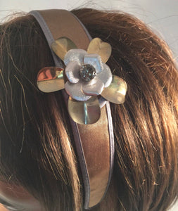 Golden Taupe Satin & Vintage Jewelry Luna Vintage Designs Headband