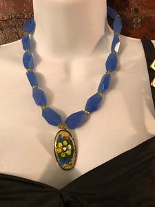 Blue Agate & Peridot Necklace has Matching Drop Earrings, Capers Creative By Chris Capers
