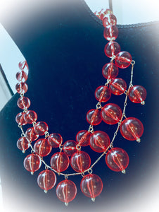 Pools of Light Retro Pink Bubble Statement Necklace