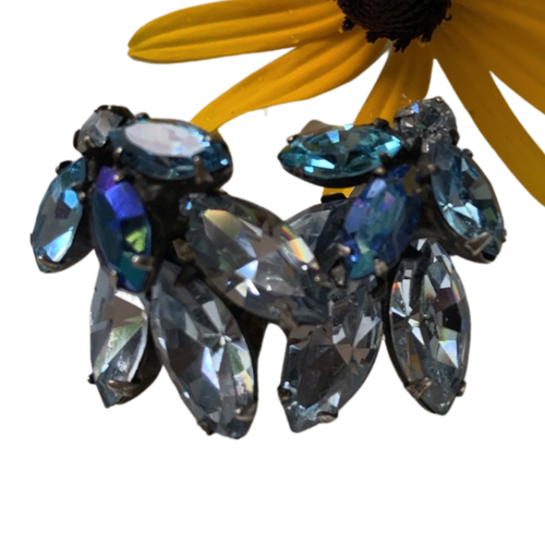 Vintage Juliana Aqua Blue Rhinestone Earrings