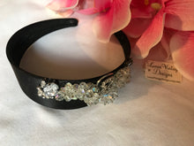 Load image into Gallery viewer, Black Satin Embellished Headband Hair Accessory