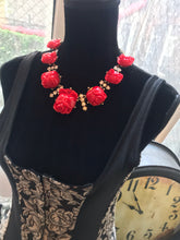 Load image into Gallery viewer, OSCAR DE LA RENTA  Cherry Red Rose Sicily Runway Designer Necklace