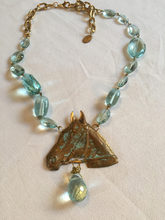 Load image into Gallery viewer, One of a Kind GAY ISBER Aqua Crystal Horse Head Statement Necklace