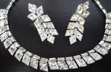 Load image into Gallery viewer, Vintage Baguette Rhinestone Necklace &amp; Earring Set