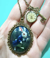 Load image into Gallery viewer, Victorian White Rabbit Dome Cameo Pendant Necklace